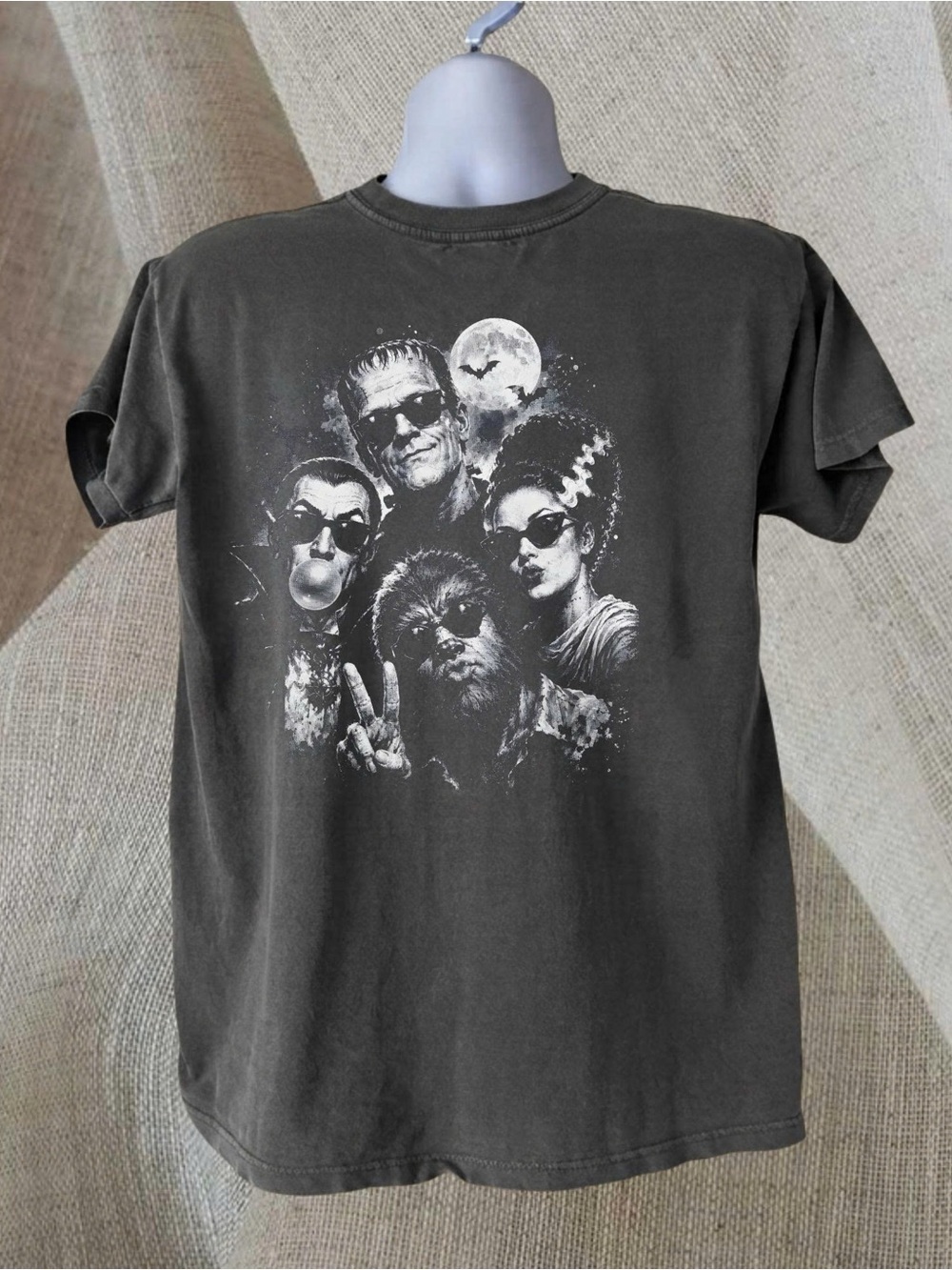 Monster Portrait Tee, Frankenstein Werewolf Dracula Bubblegum Spooky Season Tee
